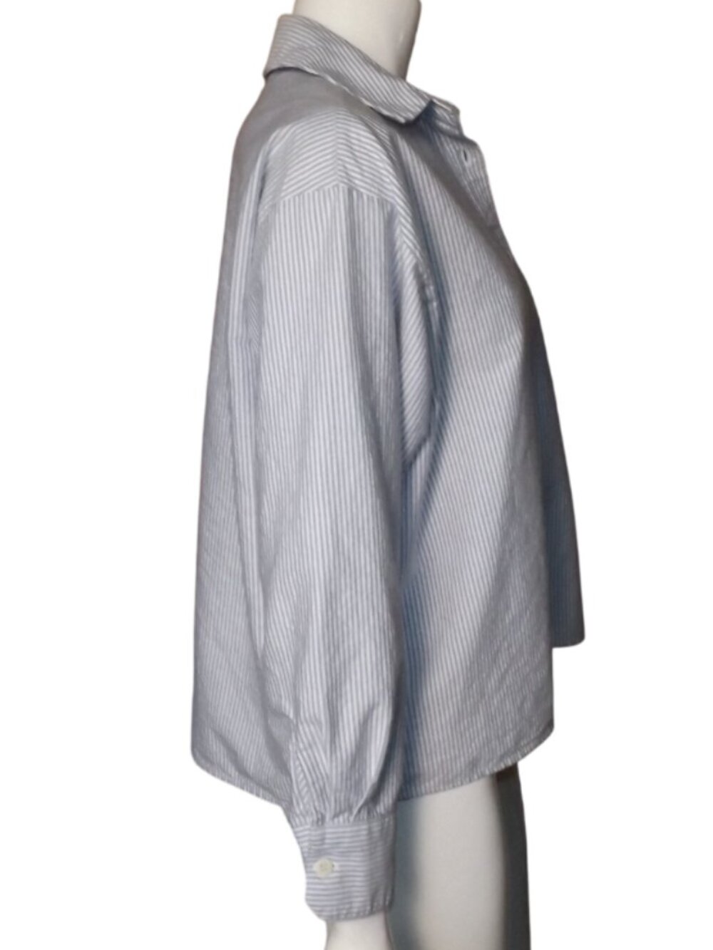 DJERF AVENUE Blouse, M, Breezy Shorter, Blue stripe, Long sleeve, Pocket,Organic - Picture 7 of 13